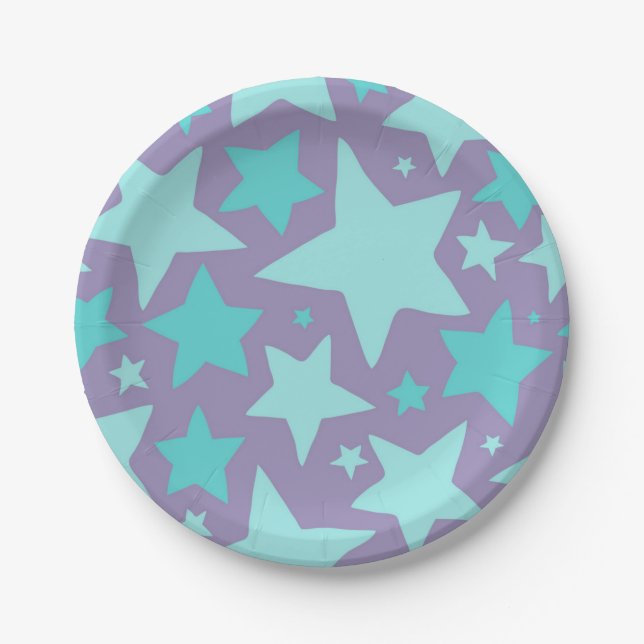 Plato De Papel Patrón de estrellas (Anverso)