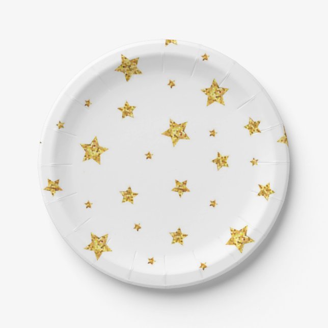 Plato De Papel patrón de estrellas (Anverso)