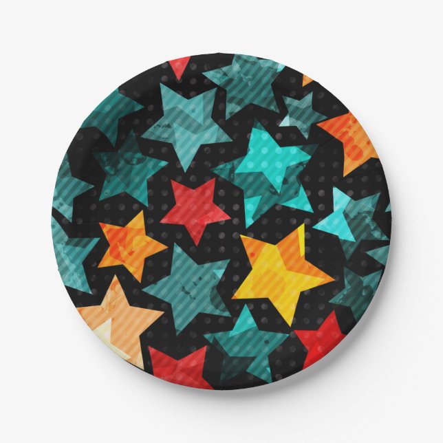 Plato De Papel Patrón de estrellas (Anverso)