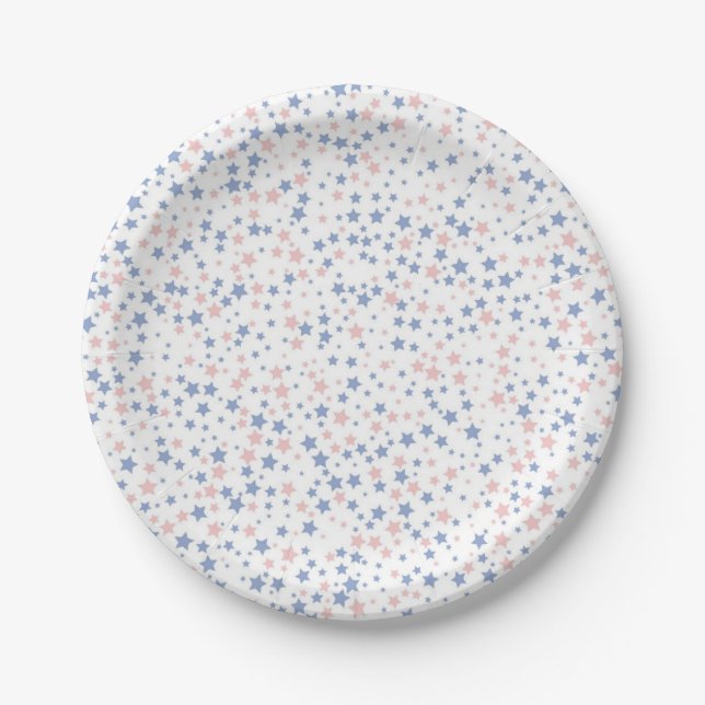 Plato De Papel patrón de estrellas (Anverso)