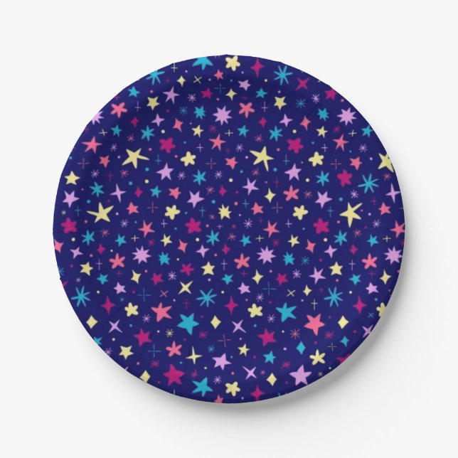 Plato De Papel patrón de estrellas (Anverso)