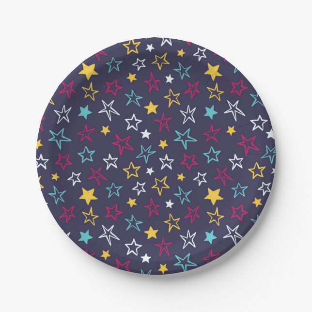 Plato De Papel Patrón de estrellas (Anverso)