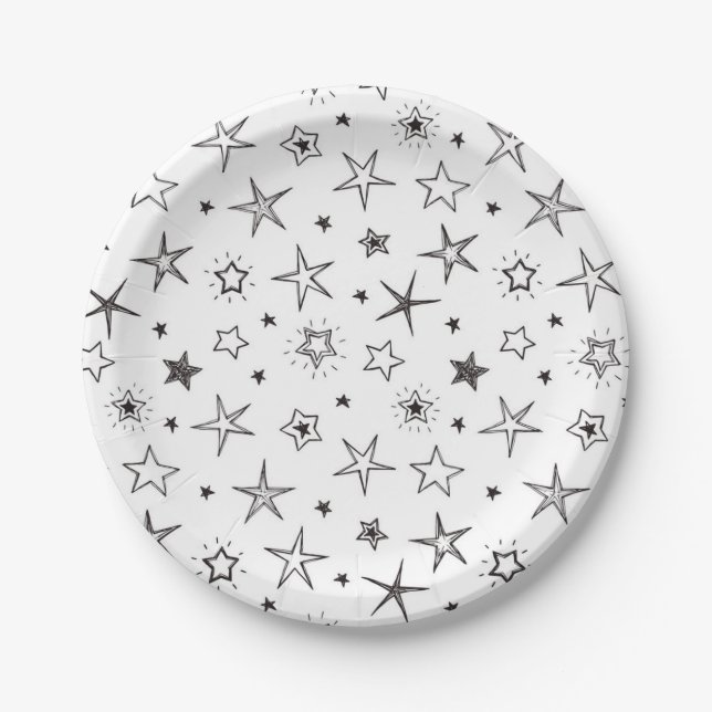 Plato De Papel Patrón de estrellas (Anverso)
