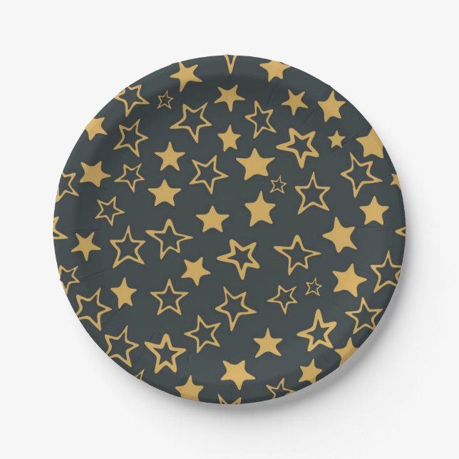 Plato De Papel Patrón de estrellas (Anverso)