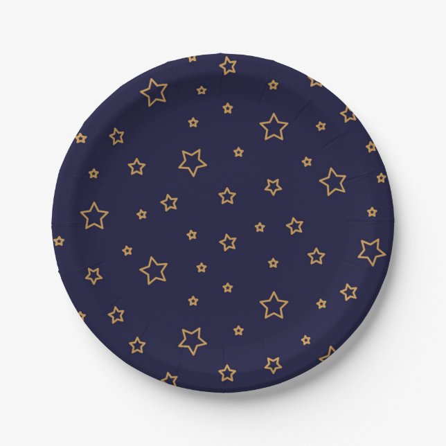 Plato De Papel Patrón de estrellas (Anverso)