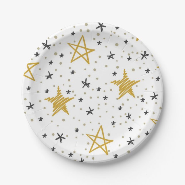 Plato De Papel Patrón de estrellas (Anverso)