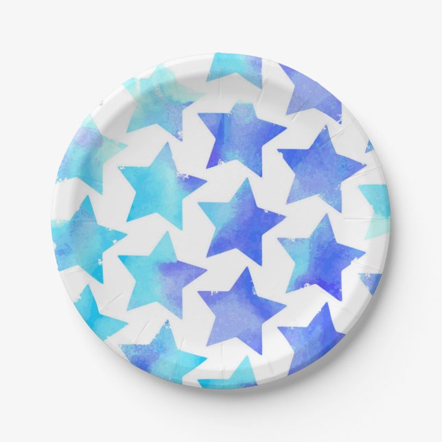 Plato De Papel patrón de estrellas (Anverso)
