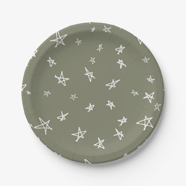 Plato De Papel patrón de estrellas (Anverso)
