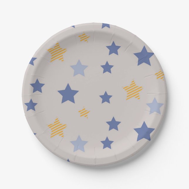 Plato De Papel patrón de estrellas (Anverso)