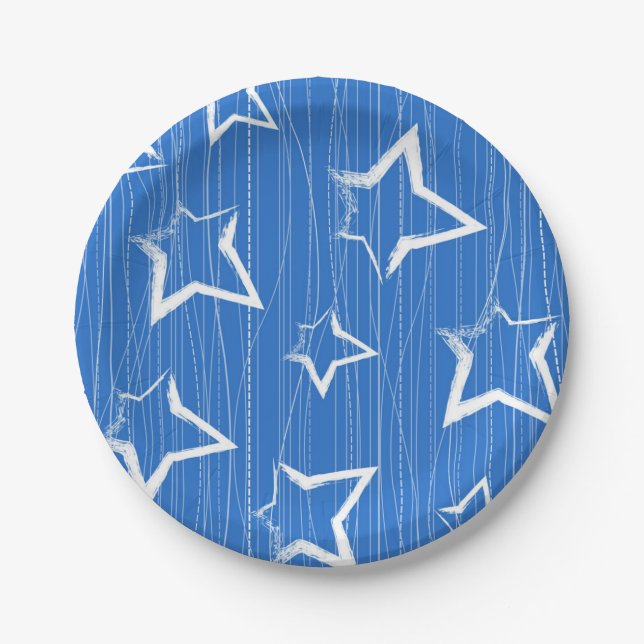 Plato De Papel Patrón de estrellas (Anverso)