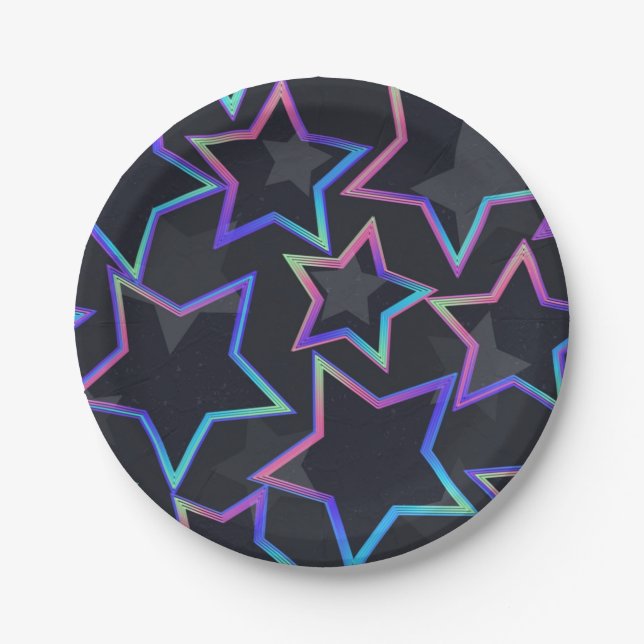 Plato De Papel patrón de estrellas (Anverso)