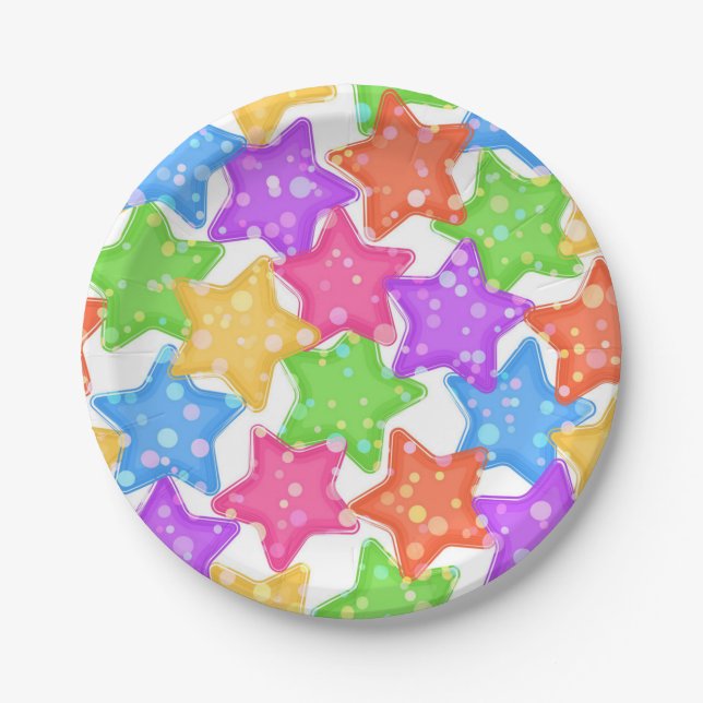 Plato De Papel patrón de estrellas (Anverso)
