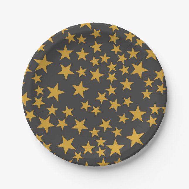 Plato De Papel patrón de estrellas (Anverso)