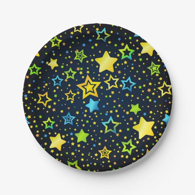 Plato De Papel patrón de estrellas (Anverso)
