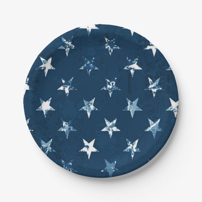 Plato De Papel patrón de estrellas (Anverso)