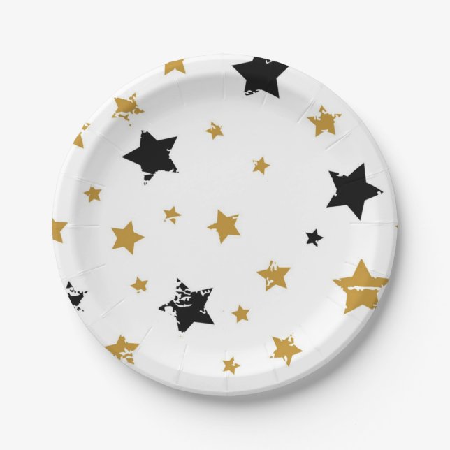 Plato De Papel patrón de estrellas (Anverso)