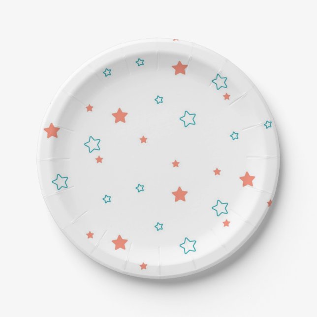 Plato De Papel Patrón de estrellas (Anverso)