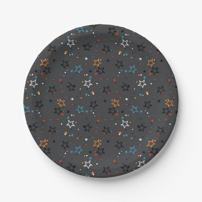 Plato De Papel Patrón de estrellas (Anverso)