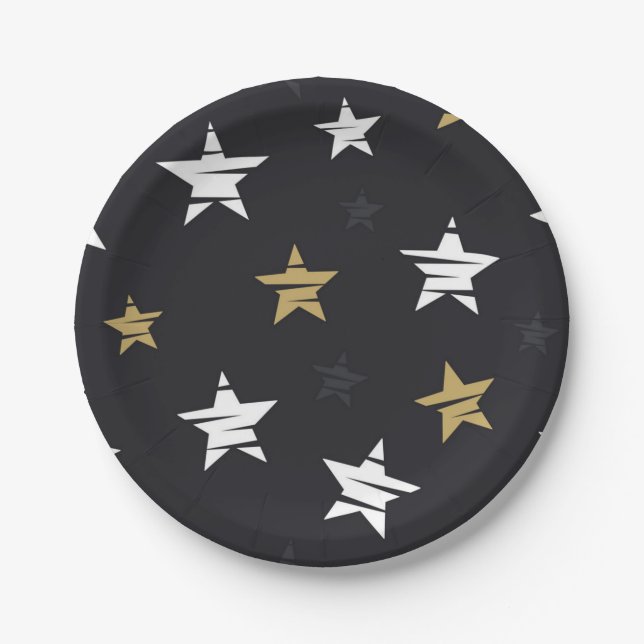 Plato De Papel patrón de estrellas (Anverso)