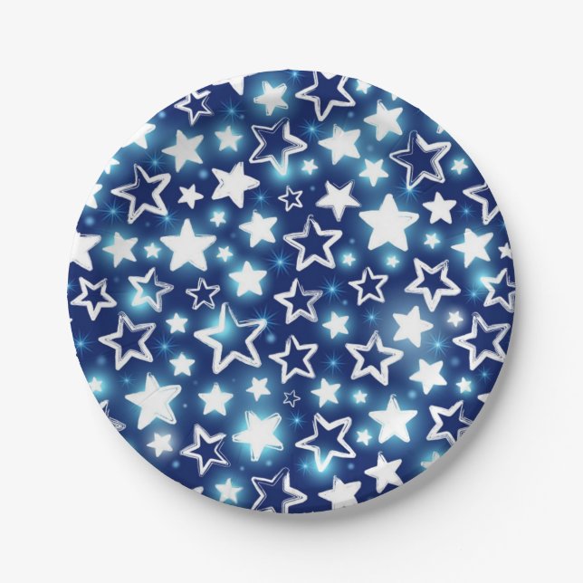 Plato De Papel Patrón de estrellas (Anverso)