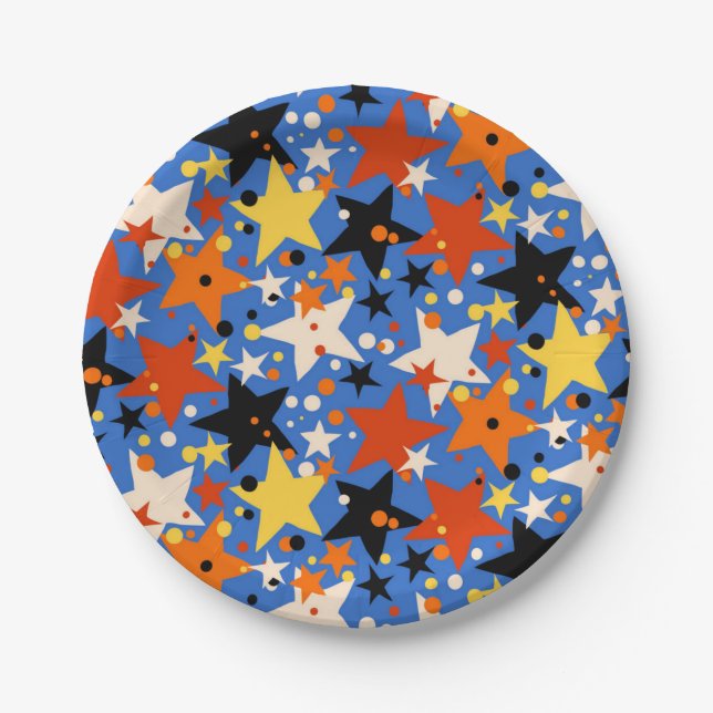 Plato De Papel patrón de estrellas (Anverso)