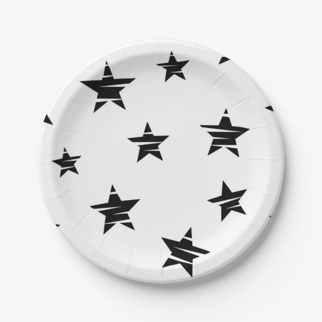 Plato De Papel patrón de estrellas (Anverso)