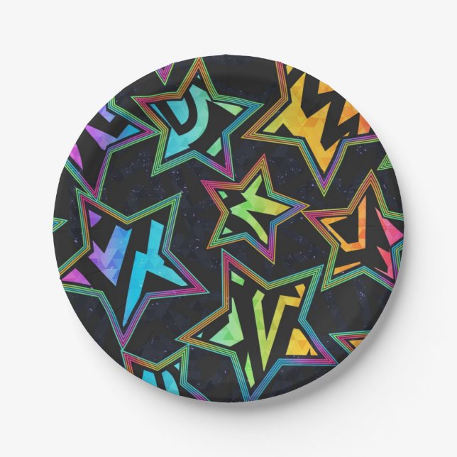 Plato De Papel patrón de estrellas (Anverso)