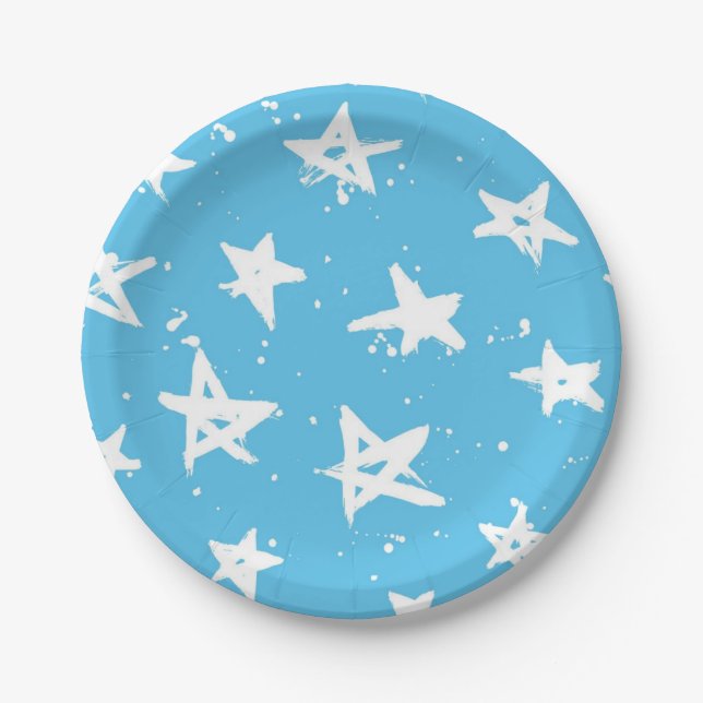 Plato De Papel patrón de estrellas (Anverso)