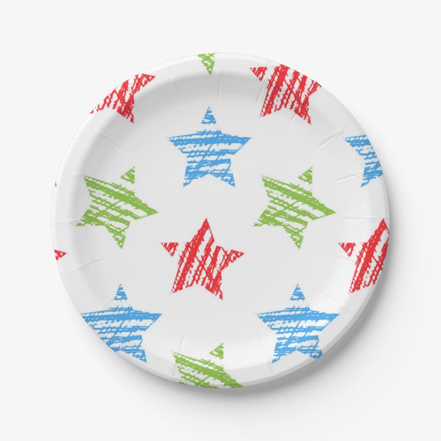 Plato De Papel patrón de estrellas (Anverso)