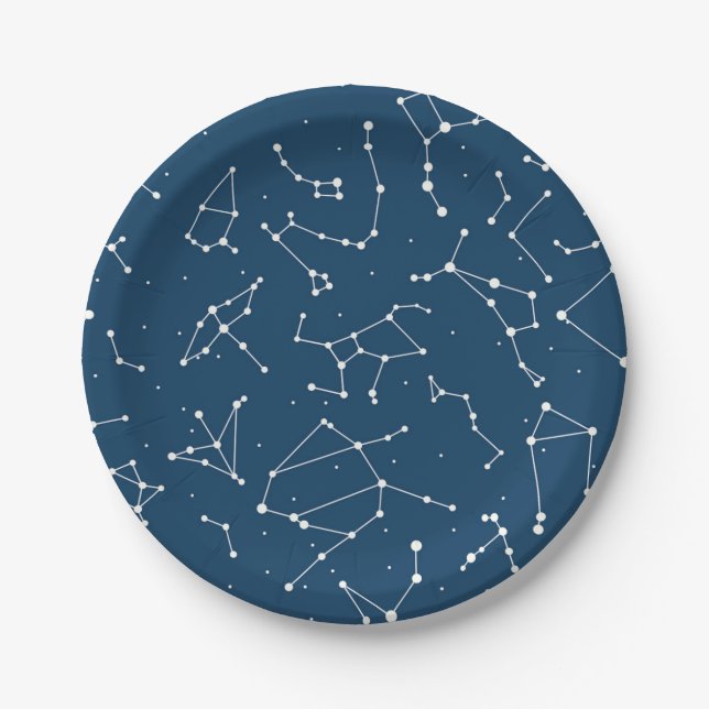 Plato De Papel Patrón de estrellas de constelación (Anverso)