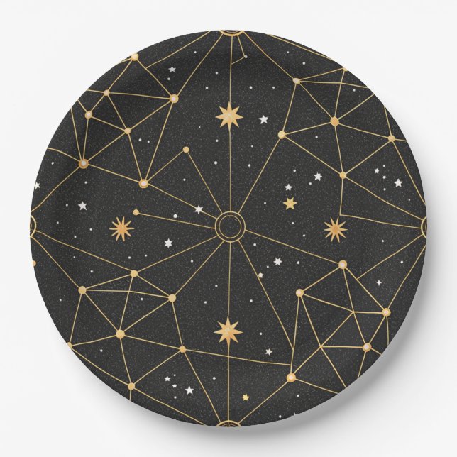 Plato De Papel Patrón de estrellas de constelación celestial (3) (Anverso)