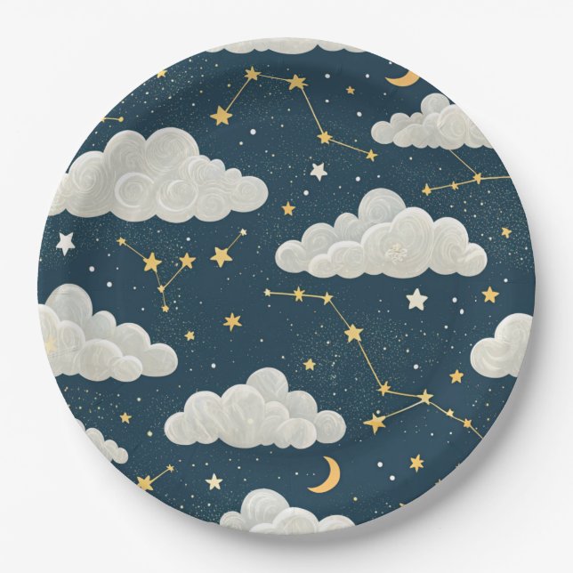 Plato De Papel Patrón de estrellas de constelación celestial (6) (Anverso)