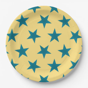 Plato De Papel Patrón de Estrellas Doradas 18