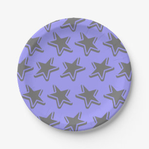 Plato De Papel Patrón de estrellas grises de estilo retro sin cos