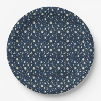 Plato De Papel Patrón de Estrellas y Luna
