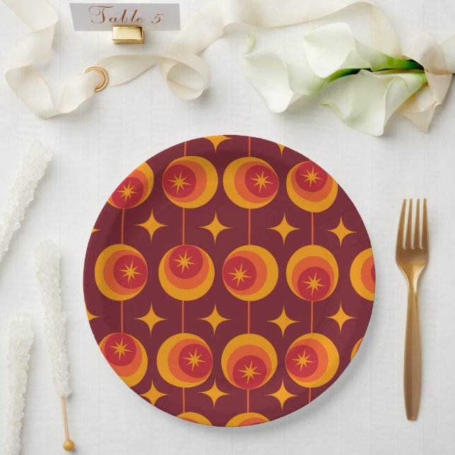 Plato De Papel Patrón de explosiones de estrellas de mediados de  (Boda)
