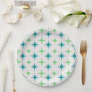 Plato De Papel Patrón de explosiones de estrellas retro de mediad