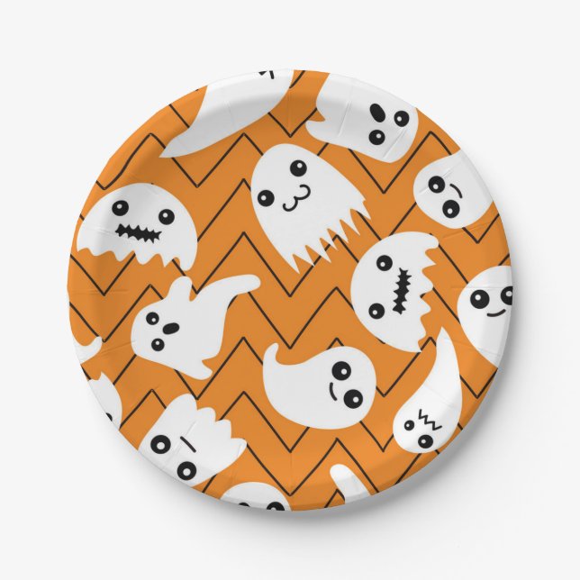 Plato De Papel Patrón de fantasma (Anverso)