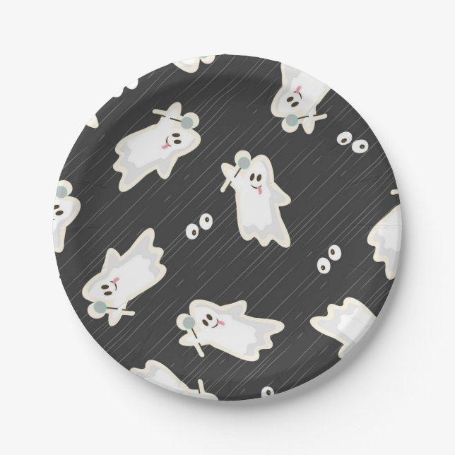 Plato De Papel Patrón de fantasma (Anverso)