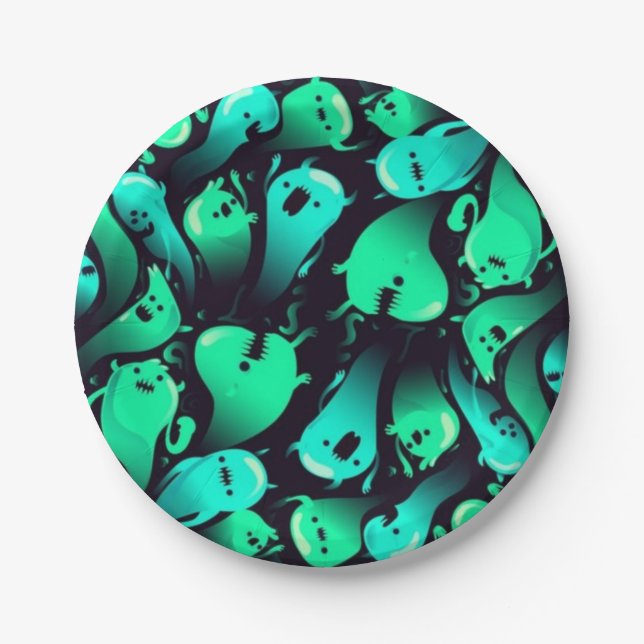 Plato De Papel Patrón de fantasma (Anverso)