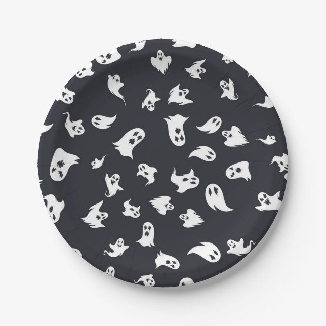 Plato De Papel Patrón de fantasma (Anverso)