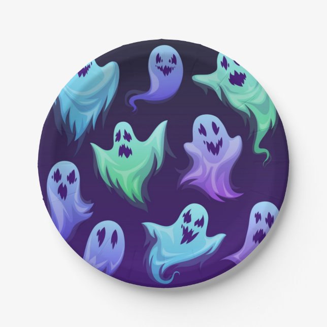 Plato De Papel Patrón de fantasma (Anverso)