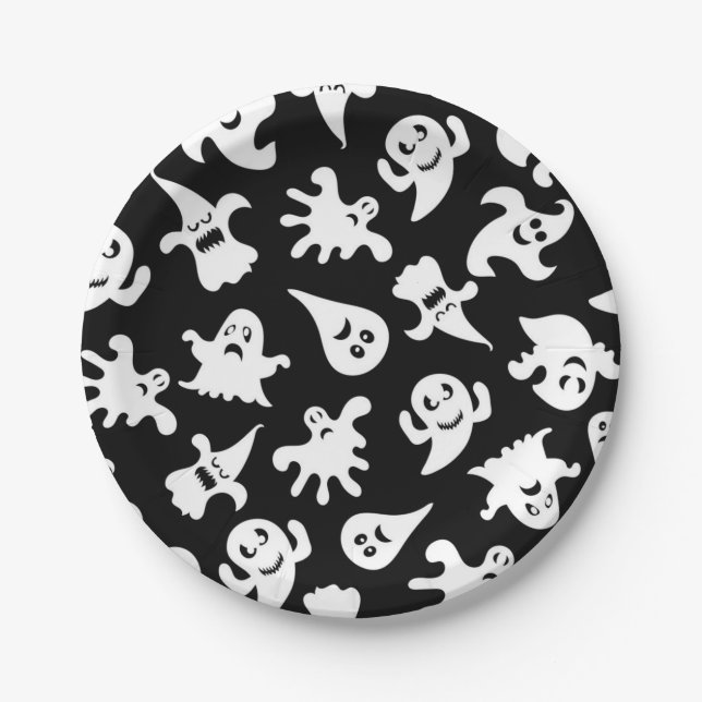 Plato De Papel Patrón de fantasma (Anverso)