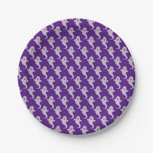 Plato De Papel Patrón de fantasma simple clásico en morado
