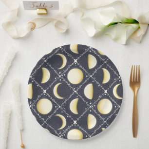 Plato De Papel Patrón de fases celestes de la luna