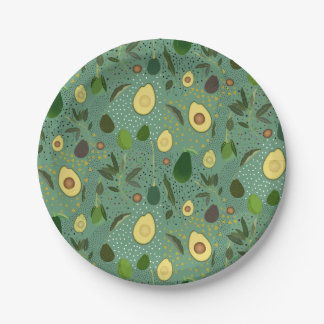 Plato De Papel Patrón de Fiesta de aguacate