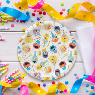 Plato De Papel Patrón de Fiesta de Crayon Sesame Pals