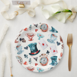 Plato De Papel Patrón de Fiesta de Té del Caprichoso País de las