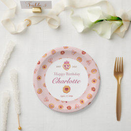 Plato De Papel Patrón de Fiesta de té lindo Nacimiento rosado