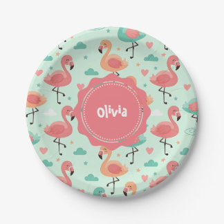 Plato De Papel Patrón de flamenco de dibujos animados lindo